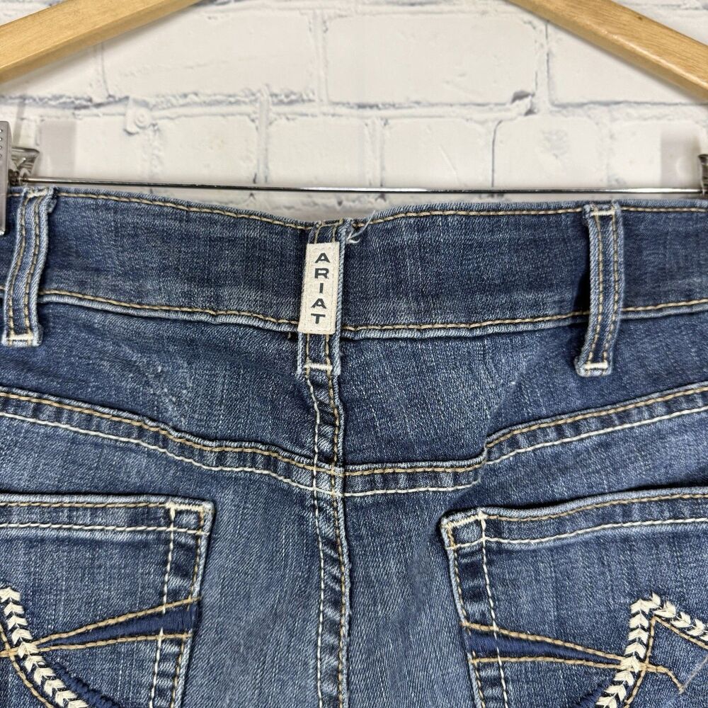 Ariat Real Denim Jeans 33 Blue Western Cowgirl Mid Rise Straight Waistband - Picture 12 of 16
